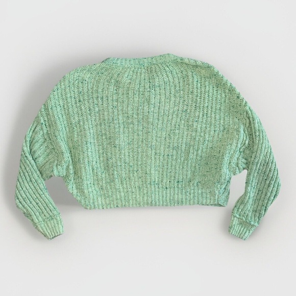 FREE PEOPLE On Your Side Pullover Chunky Knit Mint Green Sweater Women's XS - Picture 3 of 4